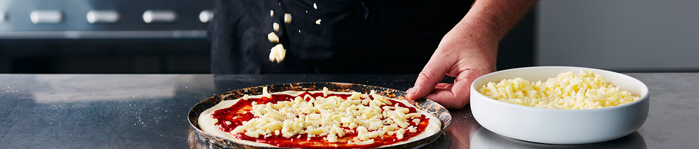 Mozzarella cheese on pizza